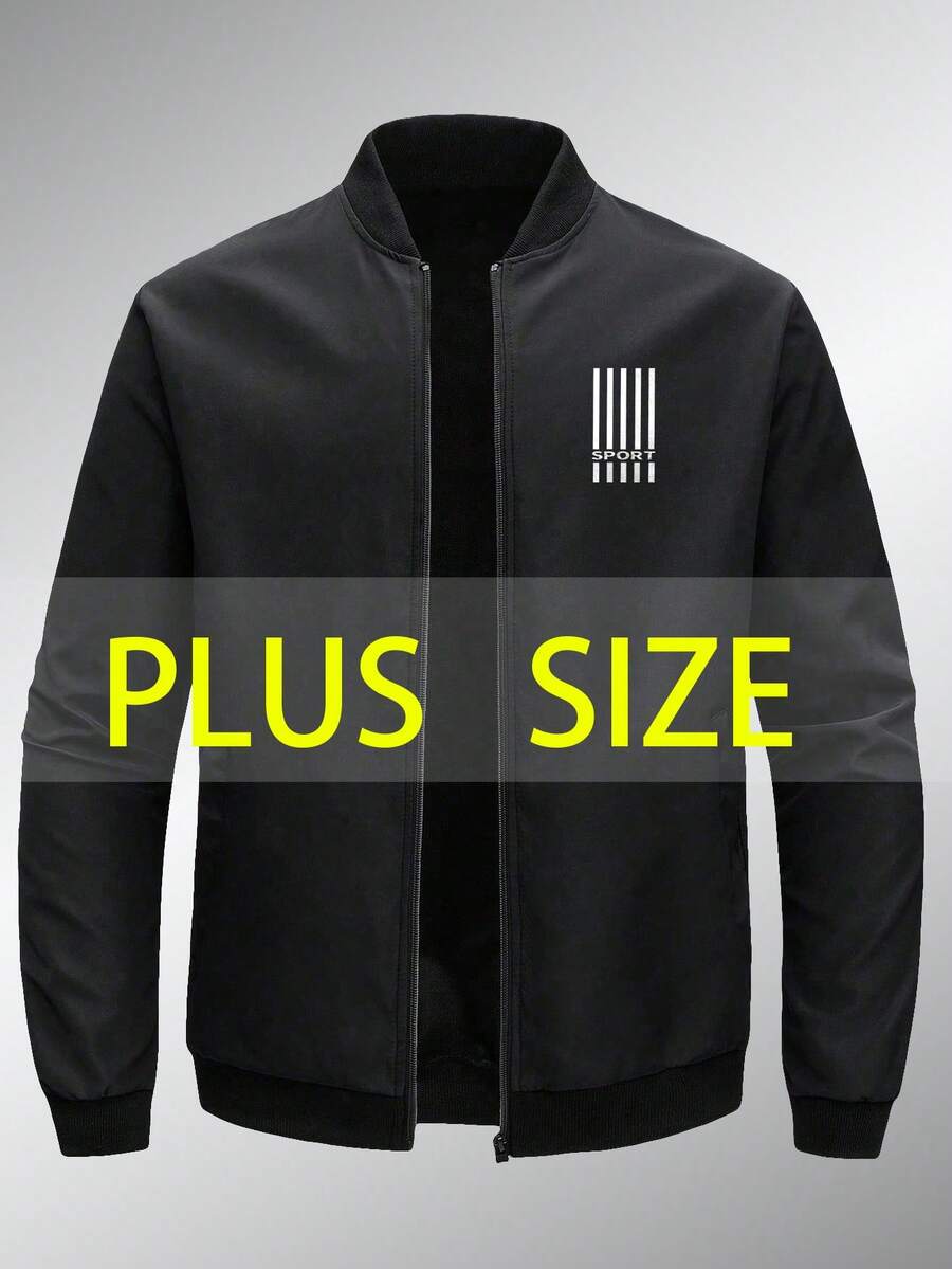 Plus Size Men's Lightweight Jacket - Casual Streetwear Style, Comfortable Loose Fit, Versatile Outerwear For All Seasons