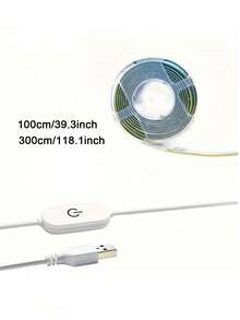 Tira de luz LED COB - Alimentada por USB, autoadhesiva y recortable, control táctil - Mantenga presionado para ajustar el brillo, 3 temperaturas de color disponibles, adecuada para gabinete, iluminación de cocina, iluminación trasera de TV, decoración de dormitorio DIY para el hogar - Multicolor - Ver 12