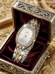 LIANDU LIANDU 1pc Vintage Elegant Minimalist Square Dial Women's Watch, Decorated With Numeric Dial, Stainless Steel Detachable Strap, Suitable For Daily Wear, Back-To-School, Graduation, Thanksgiving, Couples, Best Gift - 金色 - 查看 9