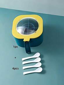 4-Grid Leakproof Spice Storage Box, Nordic Style With Spoons - Decorative Wall-Mounted Kitchen Organizer, Suitable For Camping/Dorm, PP Material (Sage Green/Cream White/Blush Pink), 7x12cm. A Perfect Gift For Women, Suitable For Housewarming, Thanksgiving, Harvest Festival, Family Gatherings, Etc.