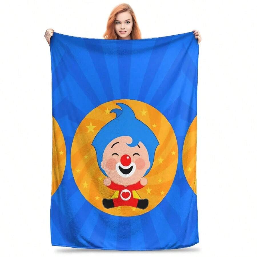 Cute Cartoon P-Plim Flannel Blanket Winter  Soft Bedding Throws For Children Home Decor Pattern Bedspread Sofa Bed Cover(2).Jpg - 白色 - 查看 1