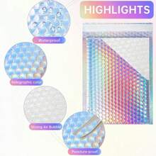 10pcs Poly Padded Envelope, Waterproof Self-Sealing Adhesive Transport Bags,Waterproof Self Seal Adhesive Shipping Bags,Foil Glitter Glamour Shipping Mailer,For Jewelry And Cosmetics, Transportation, Mailing, Home, Christmas And Halloween Gift Packaging Bags, Christmas And Mother's Day Graduation Bags - Multicolor - View 5