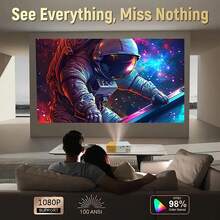 1080P Portable Projector With Built-In Stereo Speakers, Keystone Correction, Remote Control, Compatible With Multiple Devices, Home Cinema & Outdoor Movie Projector To Enhance Your Film, TV And Gaming Experience