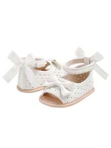 婴儿男女童夏季凉鞋派对婚礼礼服平底鞋新生儿学步鞋学步鞋0-18个月 - 白色 - 查看 4