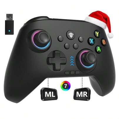 Wireless PC Controller With RGB Lighting Programming Keys Hall Joysticks Hall Triggers Vibrations,ThreeMode Switch Controller,Plug And Play Work For Windows PC, Android, Switch, Steam,TV