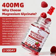 MULITTEA GPGP Magnesium Glycinate Gummies 400mg - Magnesium Potassium Supplement With Vitamin D, B6, CoQ10 For Relax, Sleep & Heart Health - 60 Raspberry Gummies - 2 gói (60 chiếc) - Xem 7