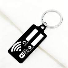 1pc Metal Double-Sided UV Printed WiFi Logo Keychain, Fashion Accessory Bag Charm Key Ring - Multicolor - View 3