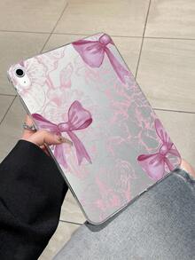 Bow-Knot Sweet Style Floral Bow Transparent Shockproof Aesthetic IPad Protective Case, Compatible With IPad 11th Generation, IPad A16, 10th Generation IPad And Other IPad Models - Clear - View 5