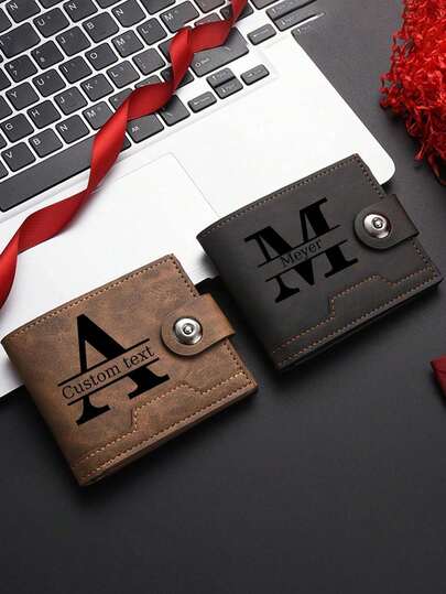 1pc Personalized Men's Wallet, Fathers Dad Gift, Men's Casual PU Leather Wallet With Card Slots, Zipper Coin Purse,Father Day Gift, Custom Photo And Name, Father Day Gift, Gifts For Men, Birthday Gift For Dad, Personalized Gifts, School Supplies, Back To School, For Office, For School, For Classroom, For Teacher Gifts, For University, For Colleague, For Dorm Rooms, For Teacher, For Boys And Girls, For Teenagers, Junior High School Students, Middle School Students, High School Senior High School