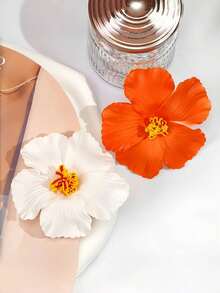 6个/套彩色芙蓉花发夹，夏威夷风格，色彩鲜艳自然，宛如真花，可夹在头发上 - 适合女孩和女士，适合海滩度假、日常外出、派对等场合，可灵活搭配不同造型 - 彩色 - 查看 8