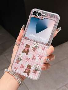 1个时尚简约磨砂PC材质可爱格子熊折叠手机壳，防摔保护：兼容三星Galaxy Z Flip 3/Z Flip 4/Z Flip 5/Z Flip 6/Z、Find N3 Flip、Razr 50 Ultra、Razr 60 Ultra、Razr 60、Razr 50、MIX Flip、Galaxy Z Flip7 FE - 無色 - 查看 8