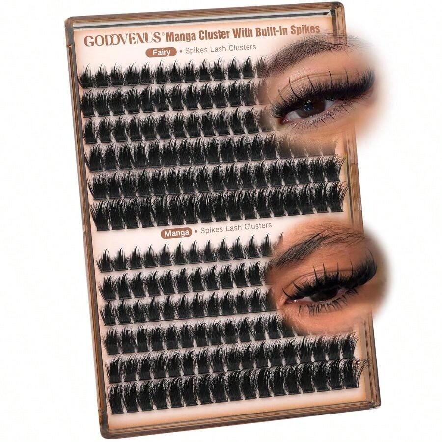Manga Lash Clusters With Spikes Wispy Cluster Eyelash Extensions Natural Fairy Eyelash Clusters D Curl Individual Lashes Fluffy False Eyelashes (12 - 18mm) - I-manga + cụm tiên kết hợp - Xem 1