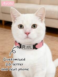 Ayotu Collar personalizable para gatos, se puede grabar el nombre, número de teléfono y 26 patrones de letras, ajustable, suave y cómodo, collar/accesorio para mascotas duradero - Multicolor - Ver 2