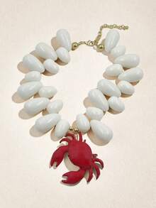 1件新款时尚简约水滴螃蟹串珠吊坠项链，海洋主题设计，独特优雅的女士项链，适合日常佩戴 - 水滴螃蟹吊墜套裝 - 查看 3