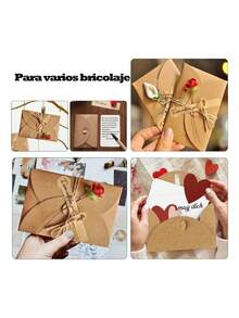 Fiesta Boda Invitació Regal Papel Kraft Postal Sobre Etiquet Papel Kraft - Marrón - Ver 8