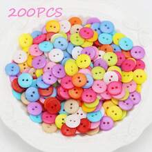 200pcs 1.2-1.5cm Mixed Color Small Flower Buttons, Suitable For Sewing, Knitting And Other Handicrafts; Colorful Resin Flower/Heart/Round/Star Shaped Double Hole Pink Sewing Buttons, Suitable For Clothing; Decorative Plastic Accessories, Suitable For Sewing, Clothing Accessories, Gifts, DIY Crafts, Scrapbooking, Handmade Sewing, Knitting, Dolls, Etc. - Multicolor - View 17
