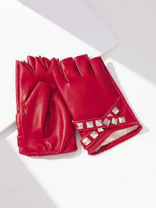 1 đôi găng tay buộc dây bằng chất liệu PU phong cách hiphop, thích hợp cho các lễ hội âm nhạc. - Đỏ-143 - Xem 20