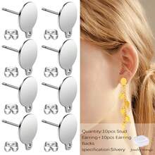KMEOSCH 20/24pcs Stainless Steel Curved Pierced Earring Studs, Geometric Design With Earring Backs, Gold/Silver Color, DIY Earring Accessory Set, DIY Jewelry Making Supplies - Carrying Pole Earrings - View 7