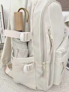 简约女士背包，新款纯色书包，大容量旅行背包，适合大学生/高中生/初中生，休闲旅行包 - 彩色 - 查看 3