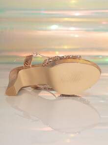 1双优雅搭扣装饰厚底凉鞋，时尚女士夏季户外高跟凉鞋，厚底高跟鞋 - 金色 - 查看 6