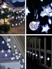 1 Stück Solargarten-Lichterkette, 20/50/100 LEDs Solarkristall-Bubbelkugel-Sternenlicht, wasserdicht für den Außenbereich mit 8 Modi, Lichterkette für Hochzeit, Geburtstag, Party, Camping, Garten, Halloween, Weihnachtsbaum, Gartenbaum (Warmweiß, Mehrfarbig) - Dunkelgrün - Übersicht 12