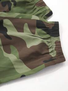 Hidkat Women's Camouflage Cargo Pants | Drawstring Waist Jogger Pants With Side Pockets | Y2K Streetwear Casual Everyday Outdoor Pants - Green - View 8