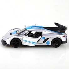 1 pieza (en bolsa) Juguete de superdeportivo a escala 1/36 de dos tonos para niños, con un vehículo de juguete de aleación de zinc con colores contrastantes geniales. Un juguete de coche de carreras/superdeportivo, coche de juguete de aleación fundida de alta calidad, con mecanismo de retroceso y puertas laterales que se abren. Adecuado para niños a partir de 3 años. Un solo coche de juguete de aleación, perfecto para regalos de vacaciones, colecciones de juguetes, regalos de cumpleaños y otros coches de juguete exquisitos. - Plata - Plateado - Ver 3
