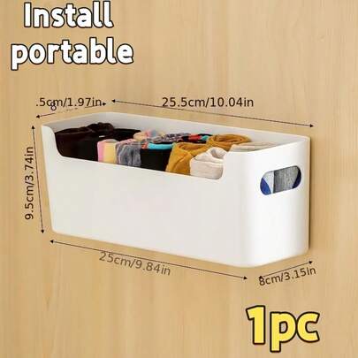 Set van 4 wandgemonteerde plastic opbergdozen. Eenvoudige installatie zonder boren. Geschikt voor kantoren, tafels, woningen, badkamers, kastdeuren en kledingkasten. Multifunctionele opbergoplossingen.