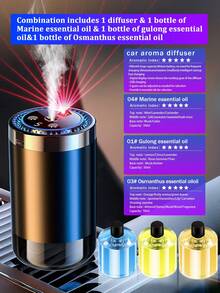 【车载配件】智能车载空气清新剂，带星空投影灯，5种工作模式，自动车载香薰机，迷你加湿器，香薰精油扩散器，浓度可调，自动启动/停止，内置电池，彩色LED灯环，USB充电，适用于汽车、办公室、卫生间、卧室、宠物房及家居装饰，6种精油可选 - C6 MAX - 查看 15