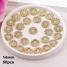 50 piezas/paquete, 8mm, 10mm, 12mm, 14mm, modelos mixtos, brillantes cristales de rhinestones con diseño de flor, base dorada, cristales de rhinestones brillantes adhesivos planos DIY para coser - multicolor - Ver 102