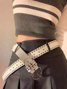 1条女士朋克风YK复古高端铆钉腰带，百搭装饰牛仔裤腰带 - A - 查看 6