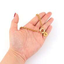 1pc Minimalist Gold Hollow Letter Pendant Necklace With Stainless Steel Spring Clasp For Women - Golden Circular Hollow Letters - View 4