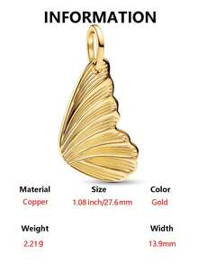1pc Unique Design Golden Butterfly Wing Beaded Pendant, Versatile DIY Bracelet/Necklace Gift - Yellow Gold - View 5