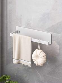 1个厨房纸巾架，无需钻孔，橱柜卷纸收纳架，厨房保鲜膜架，抹布杆，悬挂式置物架，碳钢浴室厨房毛巾架 - 彩色 - 查看 6