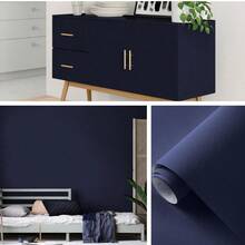 1 Cuộn Giấy Dán Tường Vinyl Mờ Màu Xanh Hải Quân Tự Dính, Dùng Để Trang Trí Phòng Khách, Bếp, Phòng Ngủ, Ký Túc, Làm Mới Nội Thất, Giấy Dán Tường Thẩm Mỹ - Phong Cách Hiện Đại, Giấy Dán Có Thể Tháo Rời - Xanh đậm - Xem 16