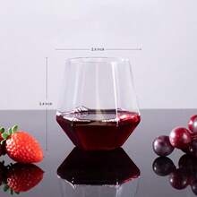 1/5件套 300毫升创意六边形钻石葡萄酒杯套装，无柄红酒杯，几何透明白葡萄酒杯，鸡尾酒杯，波本威士忌杯，威士忌杯，生日派对玻璃器皿 - 彩色 - 查看 3