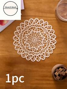 1/2/4/6件装金色波浪蕾丝刺绣圆形餐垫,波西米亚镂空设计,厨房装饰,餐桌垫,防滑杯垫/碗垫/盘子垫,适用于节日、派对、生日、婚礼、晚宴、办公室、咖啡桌、家居装饰,四季皆宜 - 金色 - 查看 10