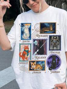 Stormlight Archive Cat Characters Stamps Shirt, Stormlight Archive Windrunner Shirt, City Of Radiance Stormblessed Tshirt, 1381612 - 白色 - 查看 1