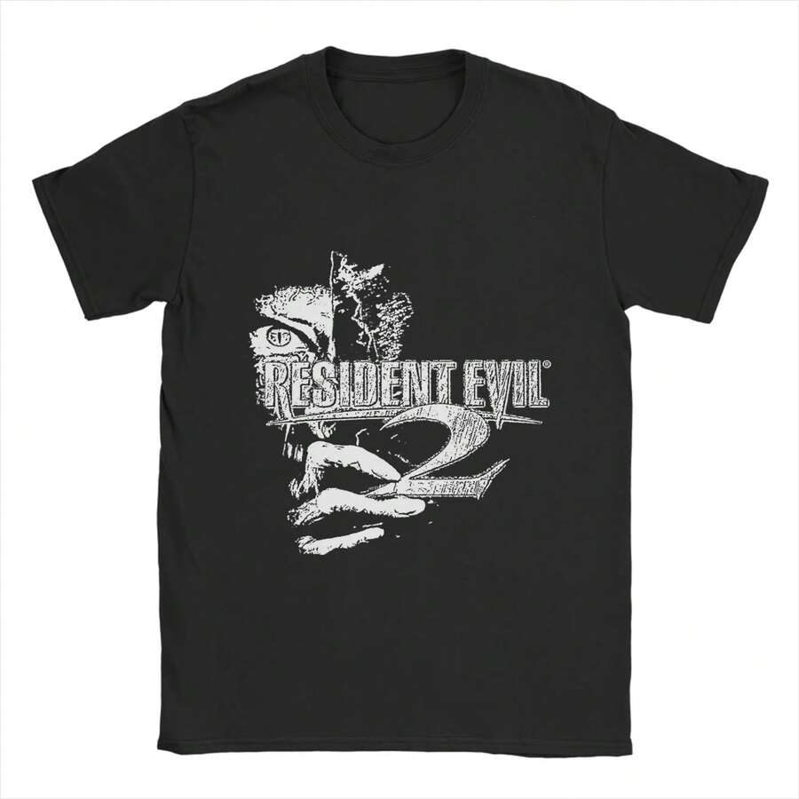 Game Resident Eviling 4 Umbrellas Corporation T-Shirts Men Funny Cotton Tees O Neck Short Sleeve T Shirts Present Clothing - 黑色 - 查看 1