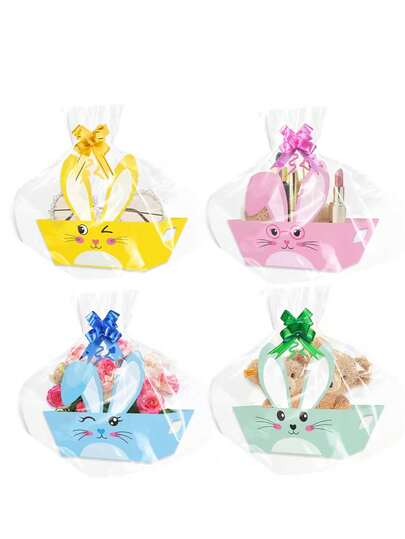 12pcs Easter Bunny 3D Ear Gift Box Set - Includes Clear OPP Bag And Ribbon Bow, Ideal For Holiday Party Favor Boxes, Paper Baskets And Easter Bunny 3D Paper Boxes. These 3D Paper Bunny Baskets Are Perfect For Packaging Gifts And Flowers, Ideal For Easter, Birthday, Spring Party And Gift Giving.