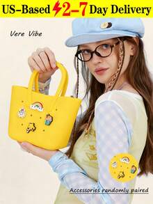 1PC Mini Children Silicone Solid Color Flower Hollow DIY Detachable Handbag Summer Beach Bag Mini Bag Handbag - Nhiều màu - Xem 17