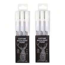 3支/套 0.5/0.8/1.0mm Gelly Roll 凝胶笔，白色荧光笔，适合写日记、绘画，经典白色墨水，多种笔尖尺寸可选，返校必备