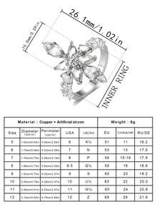 Luxury Cubic Zirconia Rings Gift Box Set, High-End Jewelry For Women Party & Banquet, Copper Material Non-Fading & Hypoallergenic, Ideal Holiday Gift - Silver - View 4