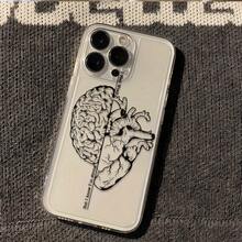 Funda minimalista en blanco y negro para teléfono con patrones de órganos humanos, compatible con varios  del 11 al 17. Ofrece un agarre cómodo, protección total de la lente y no cambia de color. Esta funda es un regalo perfecto para Navidad. - transparente - Ver 2