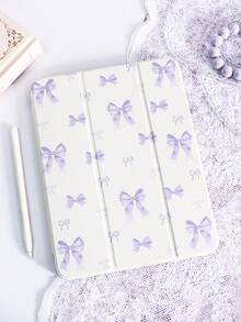 1个紫色蝴蝶结图案平板保护套，适用于iPad 10代/11代/10.2/10.5/Air4/Air5/10.9/Pro 11/Air 11英寸(M2)-2024/Pro 11英寸(M4)-2024/iPad Air 11英寸(M3) 2025/iPad (A16) 11英寸第11代2025、Mini 6/Mini 7/Air1/Air2/9.7、Tab A8 10.5英寸2022，包含笔槽、三折支架、磁吸式睡眠/唤醒功能，可爱/优雅/创意十足。 - 彩色 - 查看 1