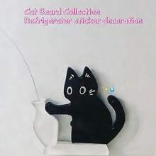 1个创意黑猫推瓶磁性冰箱贴，猫须冰箱贴，插花冰箱贴，装饰摆件，治愈系桌面摆件，宠物爱好者收藏品 - 黑與白 - 查看 8