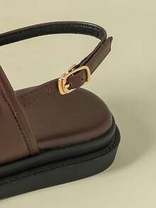 Women's Thick Sole Buckle Sandals, Colorblock, Fresh Bohemian Vacation Retro Woven Open Toe Comfortable Wedge, Summer New Style, Suitable For Beach, Spring/Autumn, Casual, Simple Roman Shoes, Plus Size 41-43 - Coffee Brown - View 9