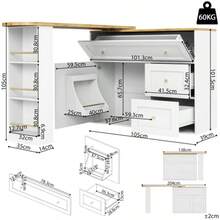 Extendable Bar Table With Storage (138-204*39*105cm), Kitchen Cabinet, Sideboard With Snack Shelf, Telescopic Bar Table, Standing Table, Bistro Table, High Table, Kitchen Island, White