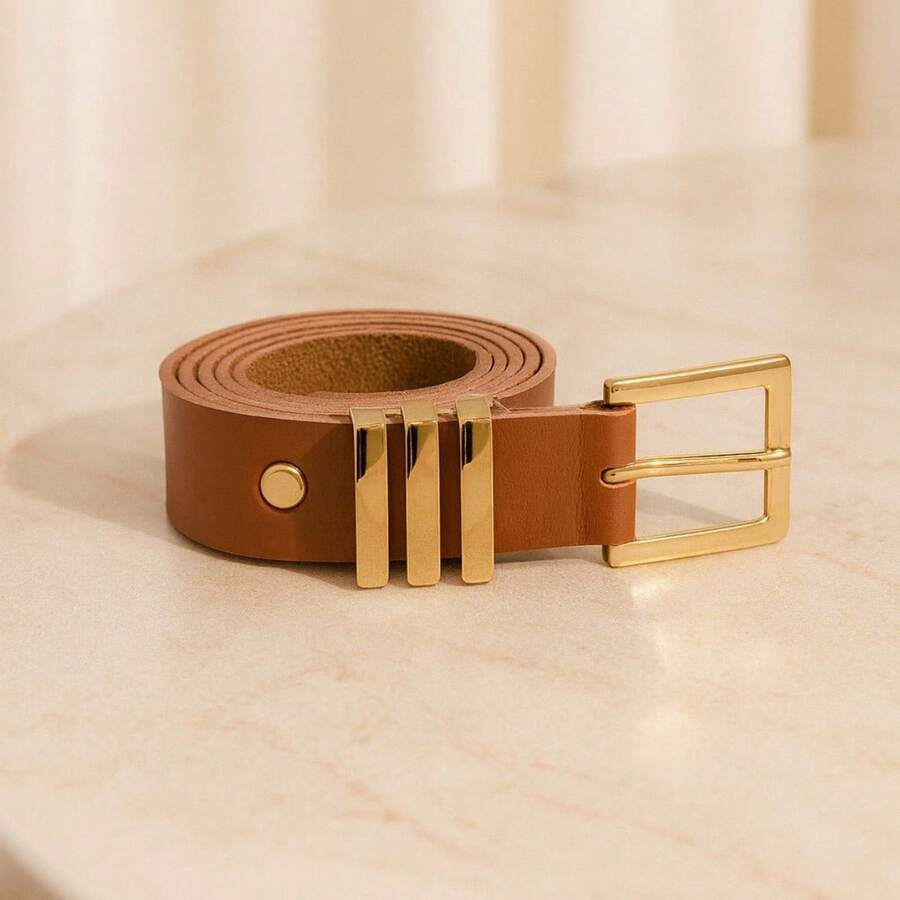 Casual PU Leather Buckle - Camel - View 1