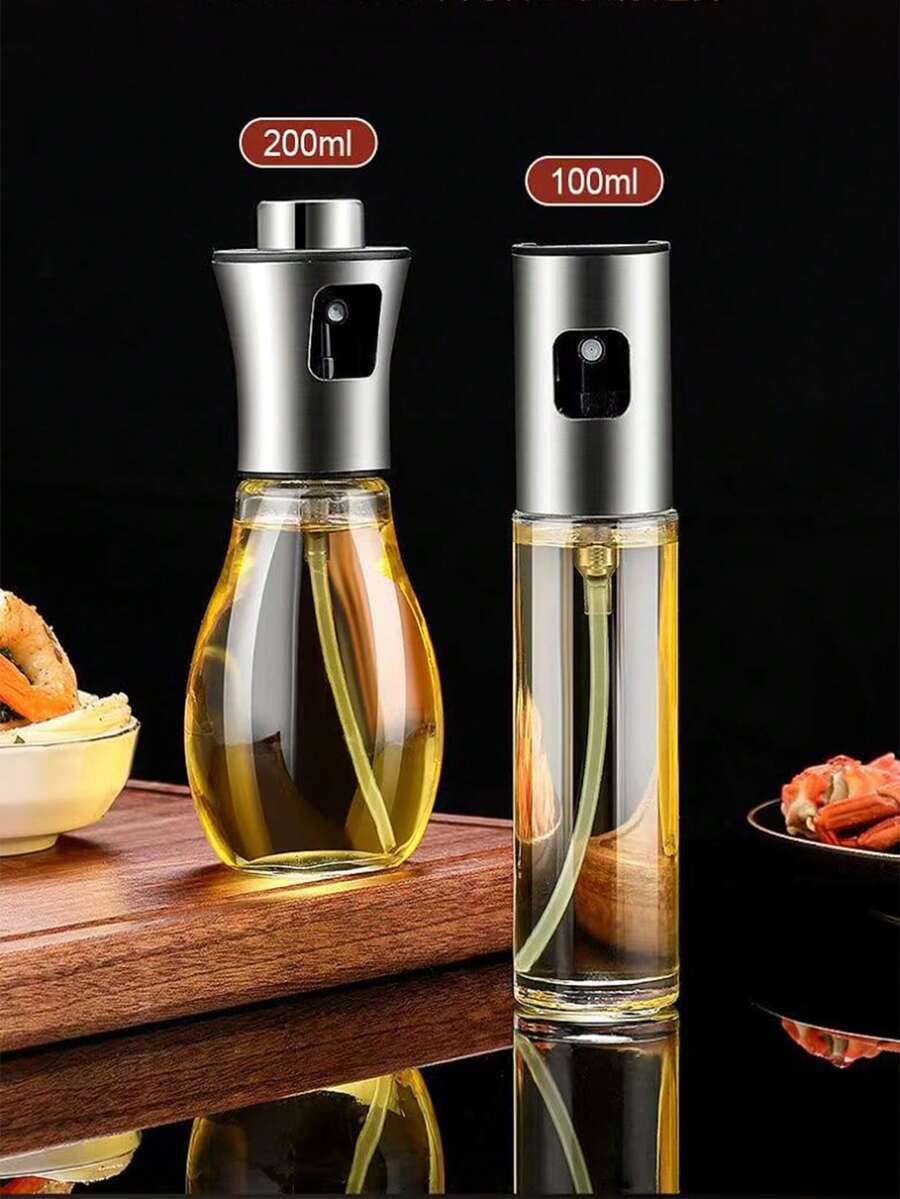 1pc Stainless Steel Cooking Oil Sprayer With Calibrated Markings, Suitable For Salads And Grilling - Silver - View 1